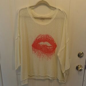 POL Knit Top with Pink Lips Graphic